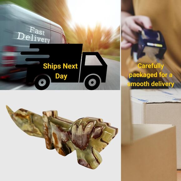 Green Marble Onyx Dagger with Lion Handle, handmade 8" knife, gift for holidays - Picture 8 of 9